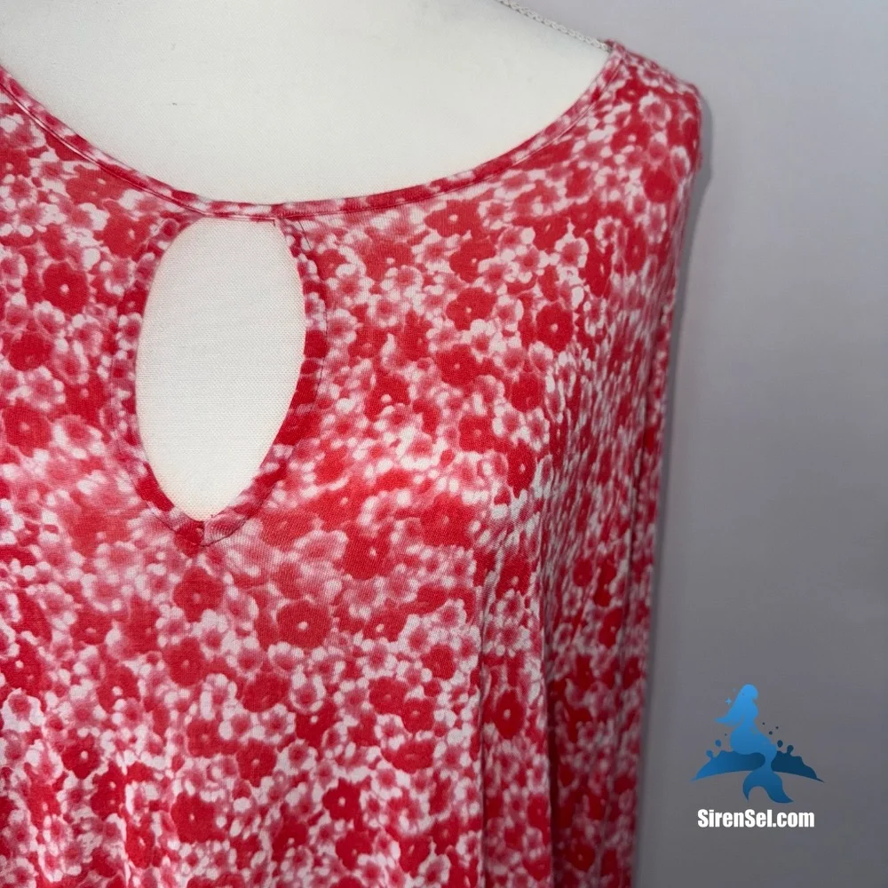 1138 MICHAEL Michael Kors Tunic Top – Size 3X – Red White Floral